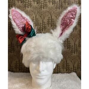 Disney Alice in‎ Wonderland Christmas Adult White Rabbit Hat By Elope Bow